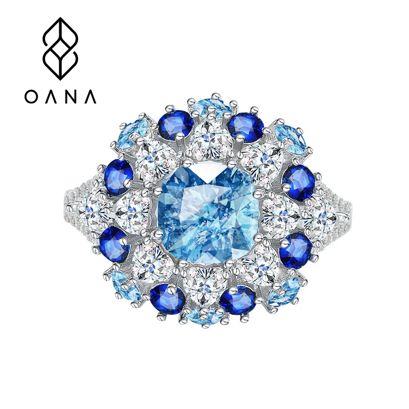 

Модное кольцо OANA из стерлингового серебра S925 пробы с морским синим цирконием, модное высококачественное нишевое кольцо в стиле Ins, дизайнерские ювелирные изделия, бесплатная доставка