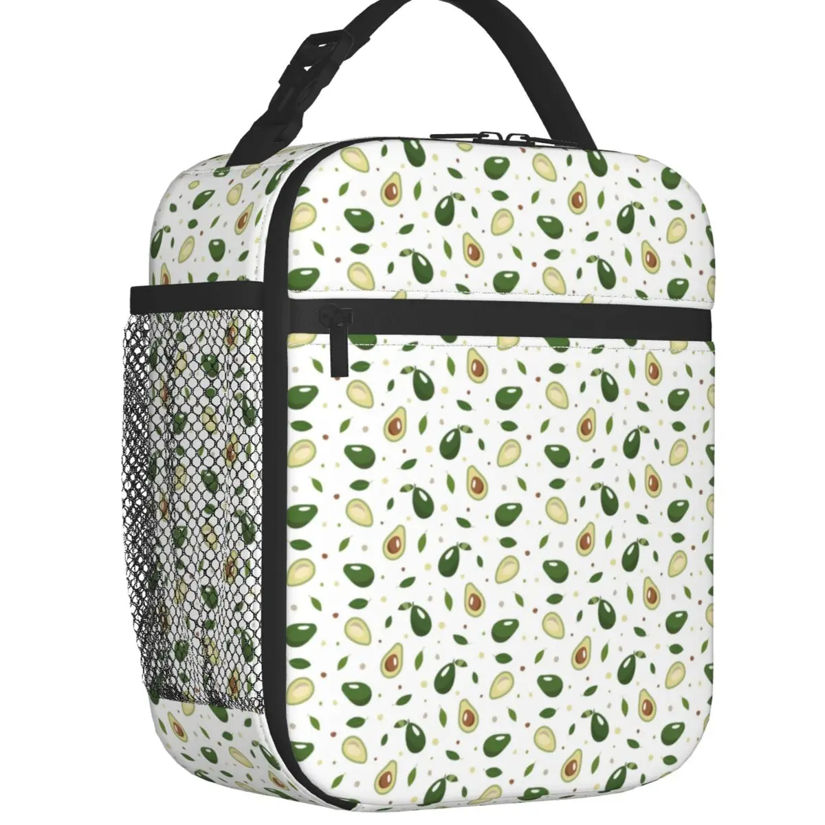 Summer Fruit Avocado Pattern Insulated Lunch Tote Bag for Women Portable Cooler Thermal Bento Box Outdoor Camping Travel