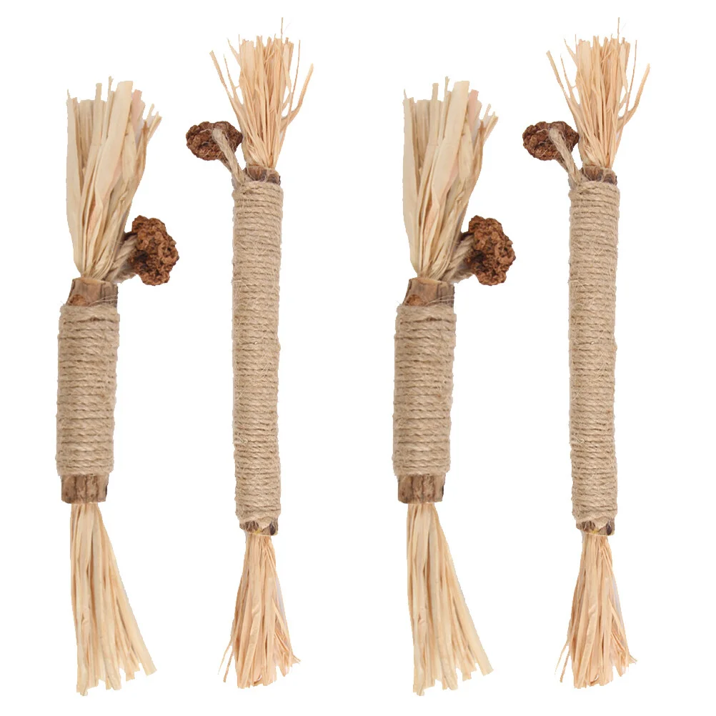 

4 Pcs Wooden Cat Kitten Toy Indoor Convenient Household Teaser Home Accessory Pet Plaything