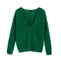 cardigan women mohair wool blended knitted loose design v neck long sleeves single breasted solid 3 colors new fashion