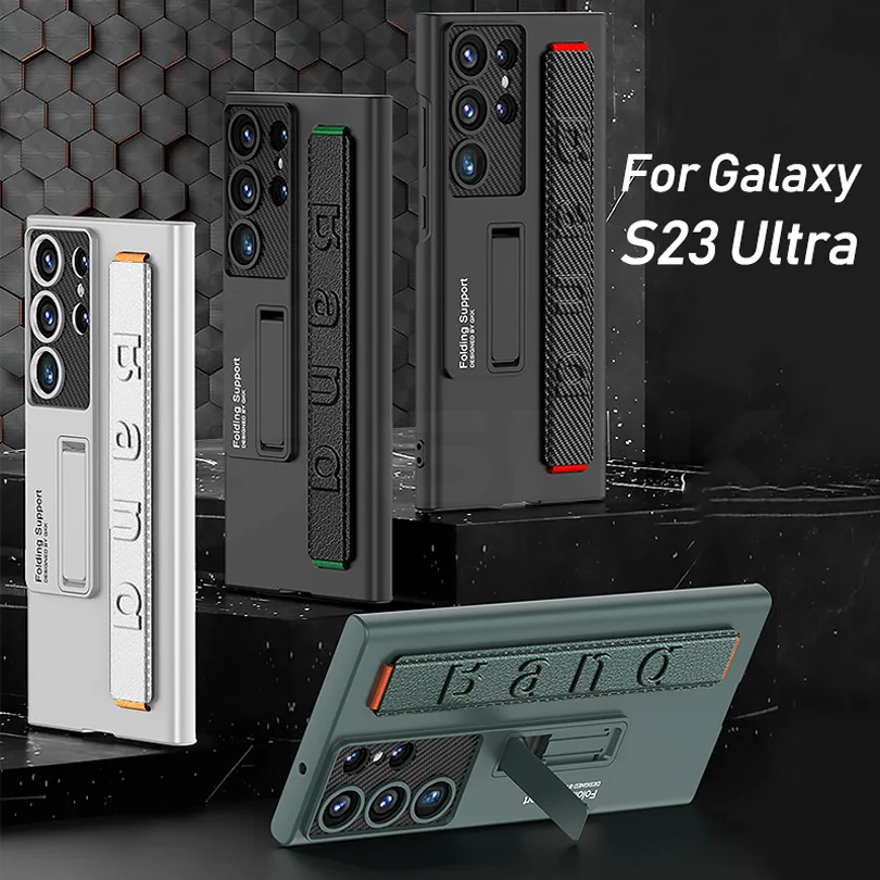 

Противоударный жесткий чехол с ремешком на запястье для Samsung Galaxy S23 Ultra Plus 5G, пластиковый чехол с кронштейном для S23 Ultra Plus, чехлы