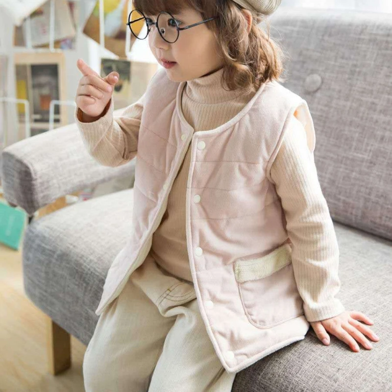 Осенне-зимний Детский Плюшевый Жилет Унисекс Коралловая Бархатная Куртка Модный