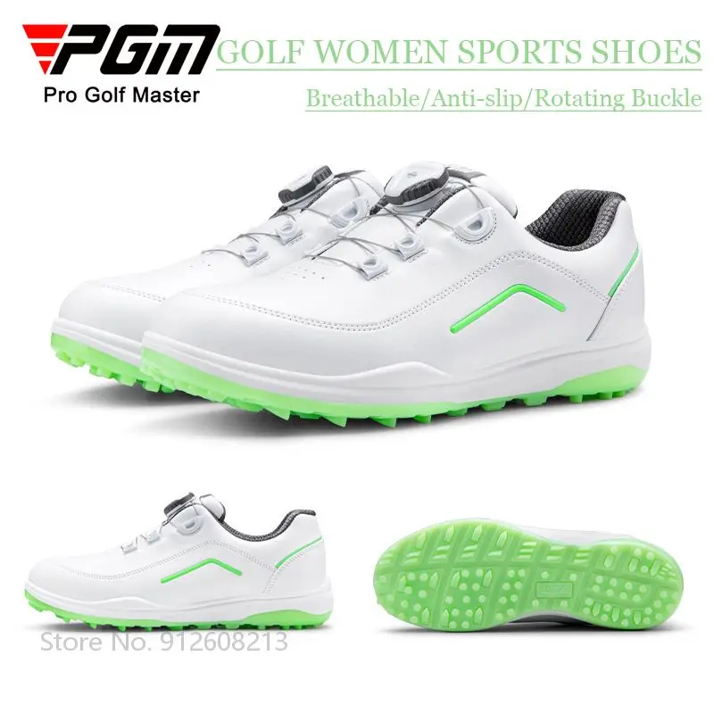 PGM Female Waterproof Golf Shoes Ultra-light Soft Golf Footwear Women Breathable Sports Sneakers Rotating Knob Trainer Anti-slip