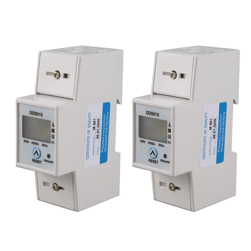 

2X Din Rail Single Phase Wattmeter Power Consumption Watt Electronic Energy Meter Kwh 5-80A 230V AC 50Hz