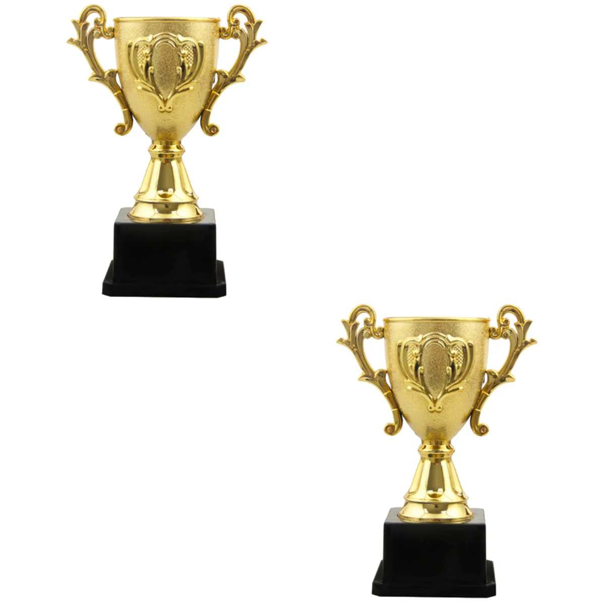 

2 pcs 18cm Plastic Trophy Kids Sports Competitions Award with Base for School Kindergarten