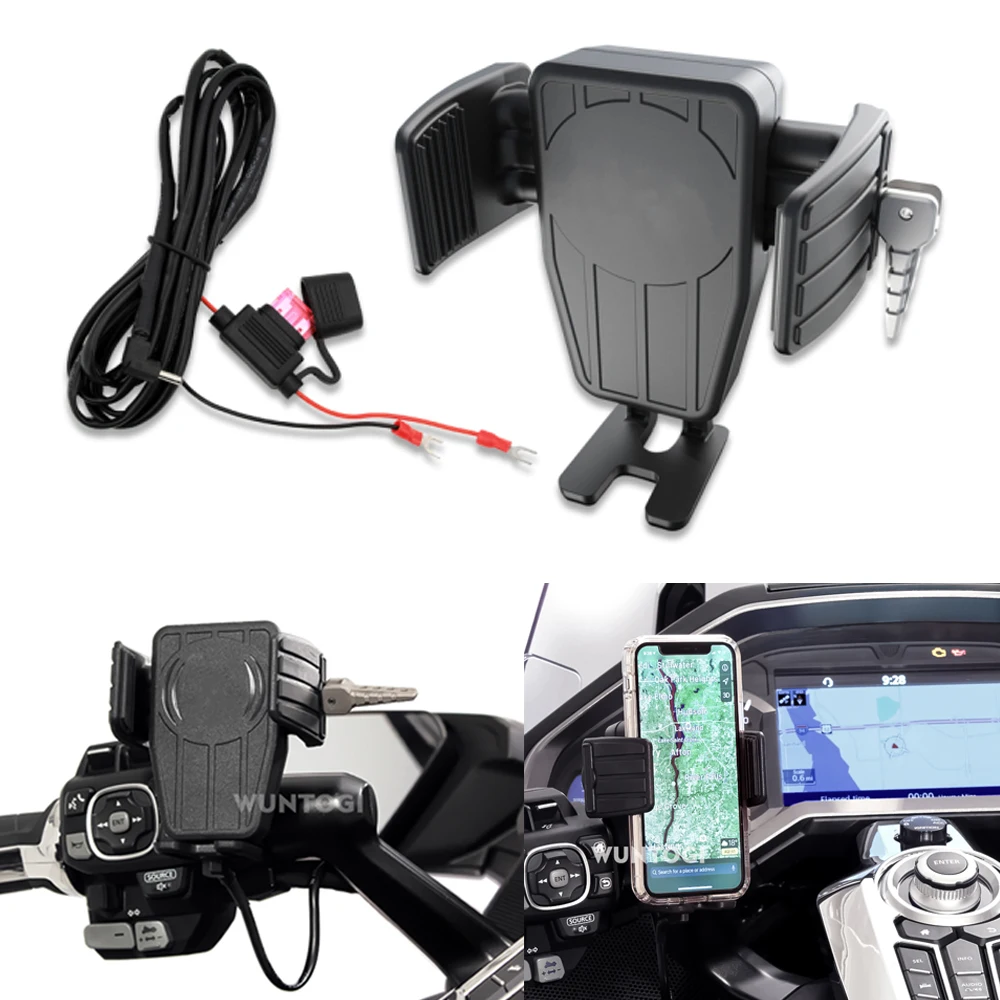 2018-2021 Motorcycle Mobile Phone Holder Wireless Charging Navigation Support Bracket For HONDA Goldwing GL 1800 GL1800 F6B DCT