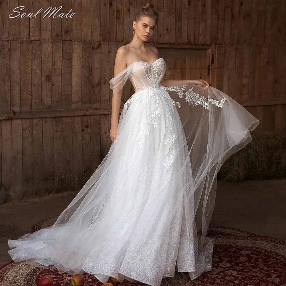

Elegant A Line Wedding Dress For Women Sweetheart Court Train Bridal Dress Backless Lace Applique Bridal Gown vestidos de novia