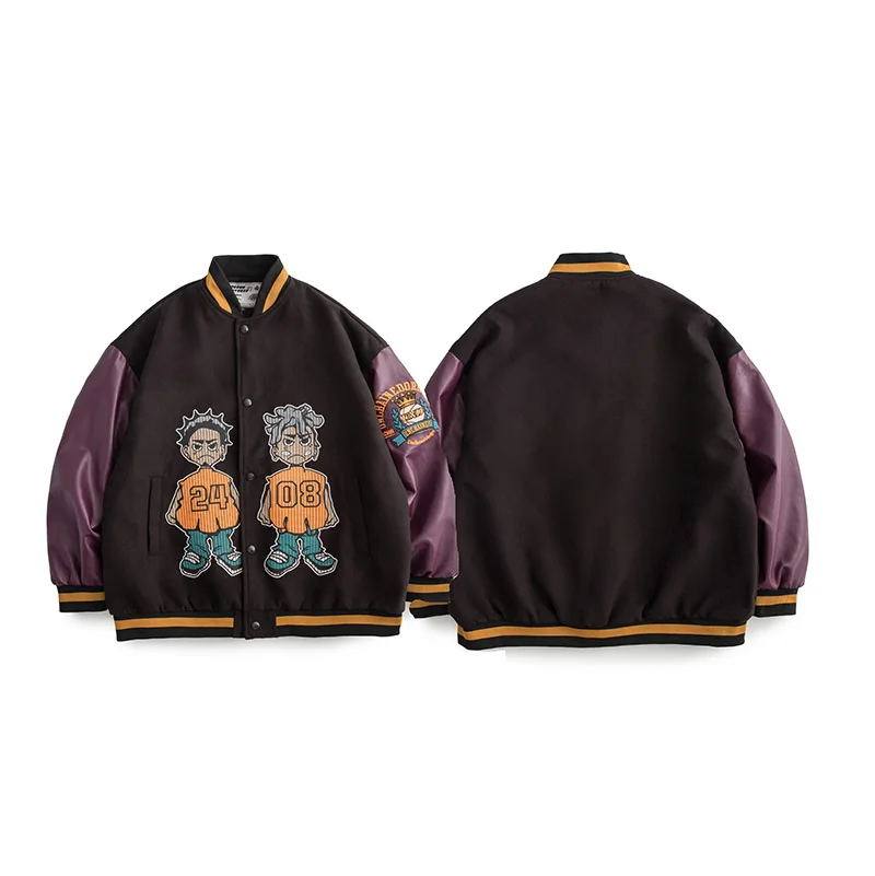 CHIPS Men's Winter Baseball Jacket Outwear Coat Cotton Padded Parka Bt Boy Print Jacket Casual Oversize Varsity Baseball Jackets