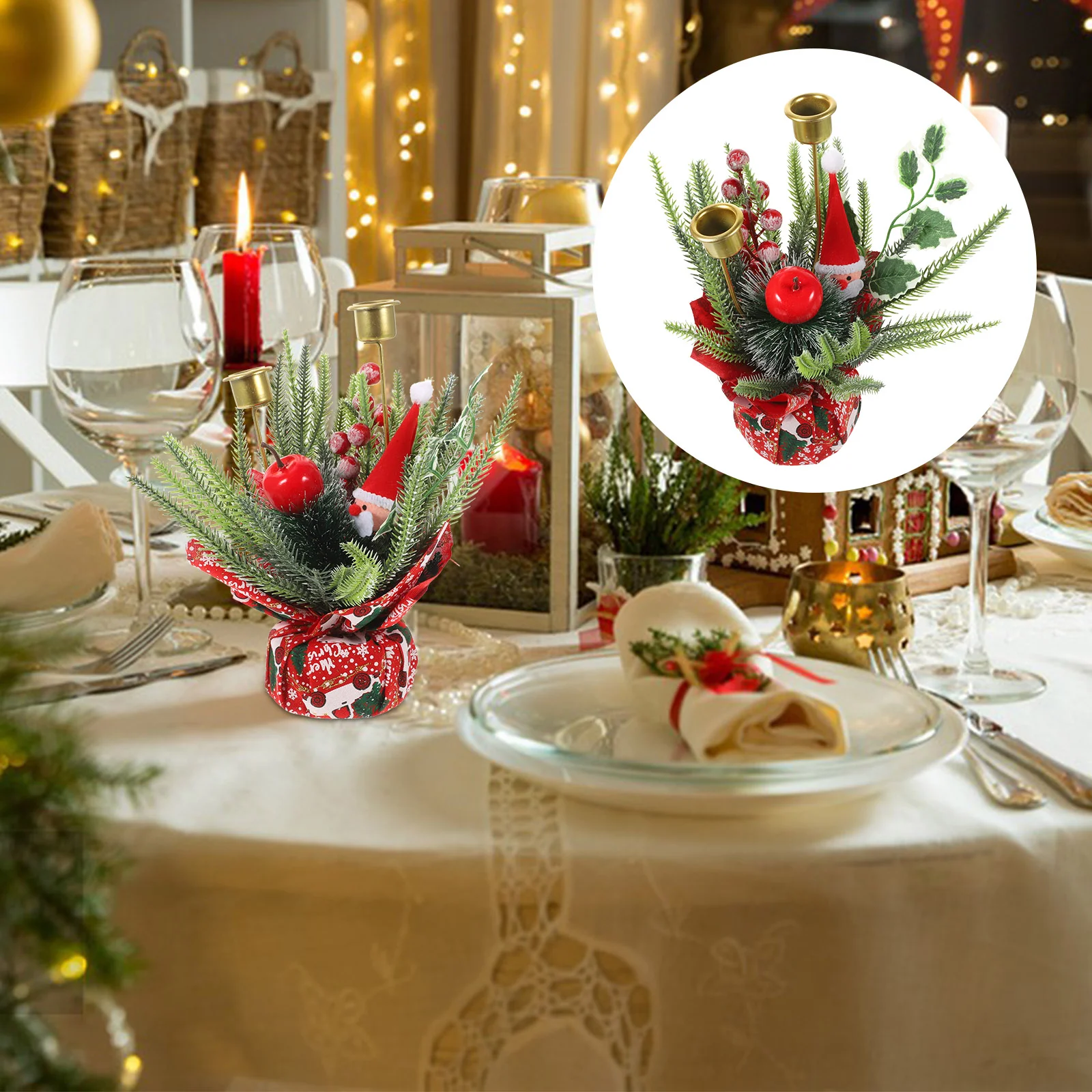 

Stand Xmas Party Candlestick Christmas Decoration Holder Adornment