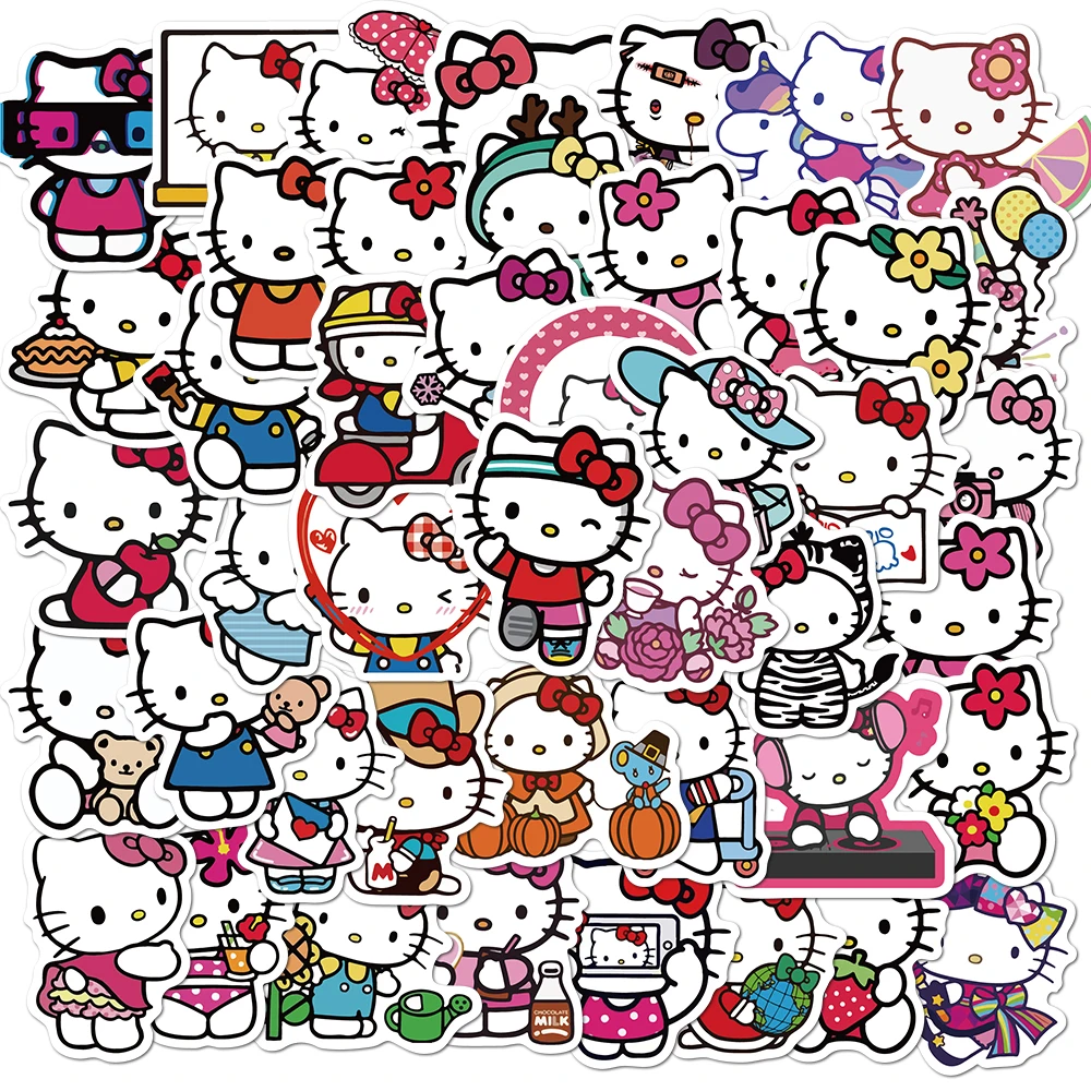 

10/30/50PCS Kawaii HelloKitty Stickers Cartoon Phone Decals Cute Kids Toy Gift DIY Guitar Helmet Luggage Scrapbook Cute Sticker