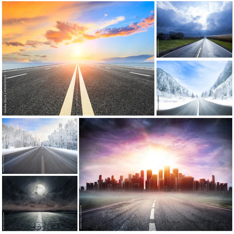 SHENGYONGBAO Highway Nature Scenery Photography Backdrops Travel Landscape Photo Backgrounds Studio Props GLL-04