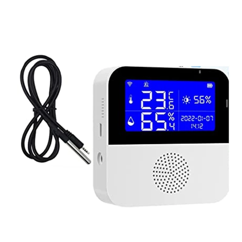 

Wi-Fi Temperature Hygrometer Sensor With Probe, Room Thermometer Humidity Sensor, Smart Control Heating Fan Cooling