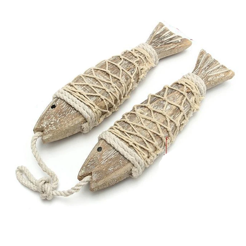 

2Pcs Mediterranean Style Wood Fish for Wall Sculptures,Hand Carved Hanging Wood Fish Ornaments for Home Hanging Decor
