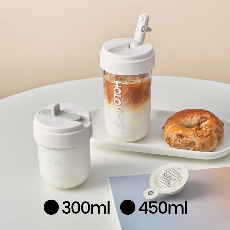 

Ins Water Bottle with Straw Solid Color Coffee Cup High Temperature Resistant Children's Bottles Free Shipping Items