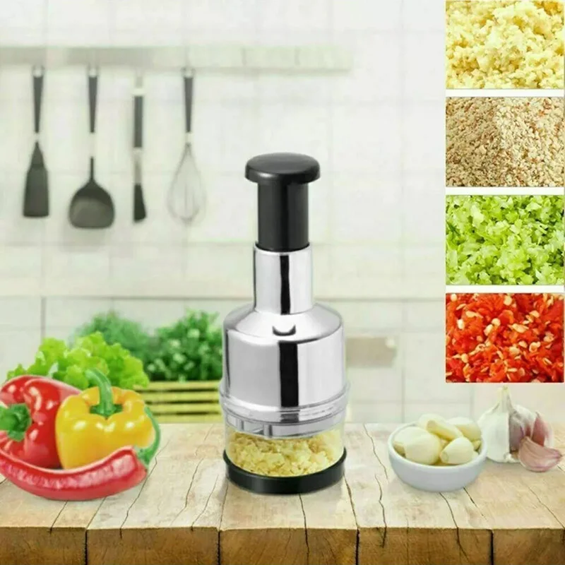 

Multifunction Manual Onion Chopper Stainless Steel Garlic Crusher Pressing Tools Food Cutter Safety Durable Chopper Slicer Dicer