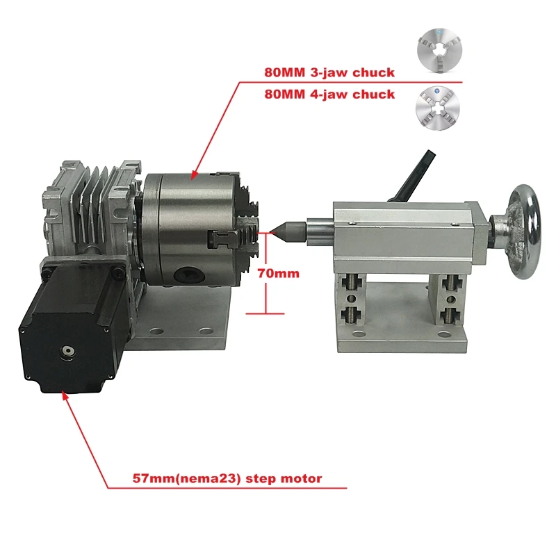 

Rotary Axis A Axis 4th Axis Tailstock For CNC Router Dividing Head Three-dimensional Sculpture Take 80 Fix With 4 Chuck