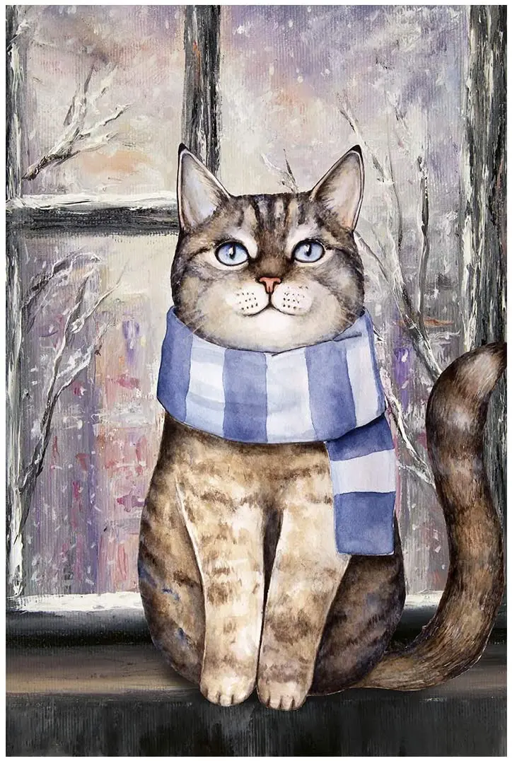 Добро пожаловать в Зимний милый котенок декоративный Снежный Фотофон