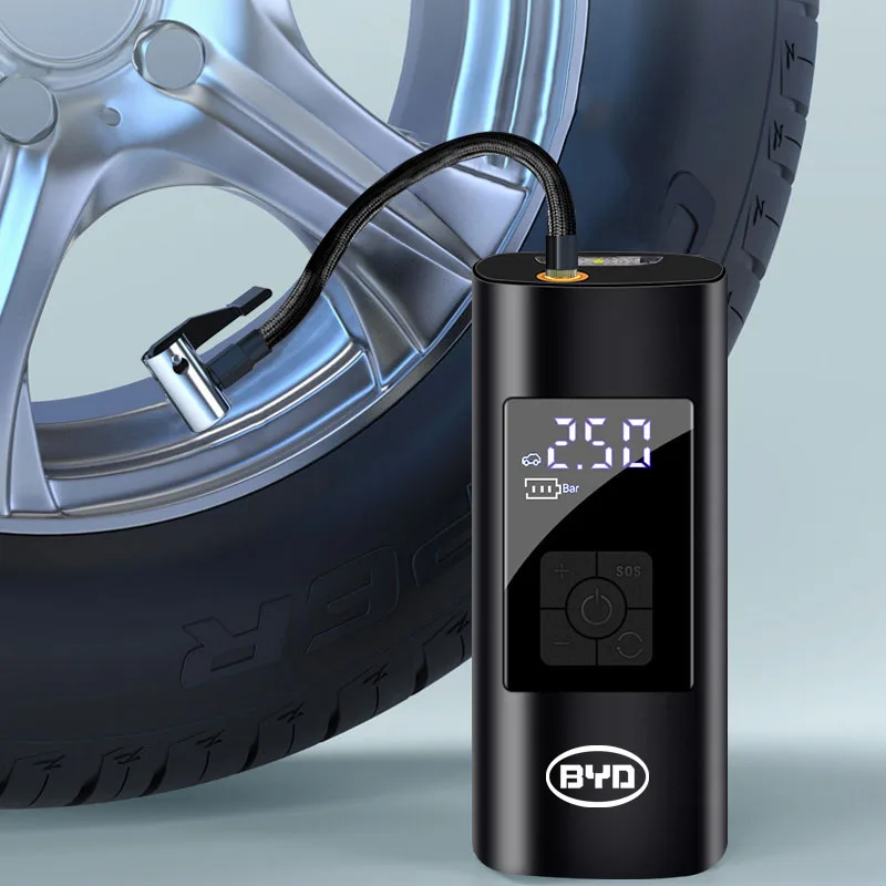 Умный цифровой насос для подкачки шин автомобиля для BYD F3, I3, F0, F6, S6, S8, E5, E6, G3, G6, L3, S7, M6, Tang, Song, Qing, с клапанами и колпачками (art.: 3920db3facaff) - 3920db3facaff