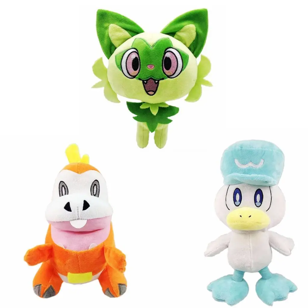 

Pokemon cartoon anime sprigatito plush new leaf cat dull fire crocodile moisturizing duck plush toy doll holiday gift