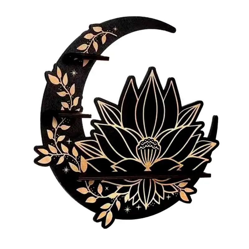 

Crystal Display Shelf Wooden Storage Rack For Crystal Lotus Flower Shape Crystal Decor Shelves Home Decor For Bedroom Living