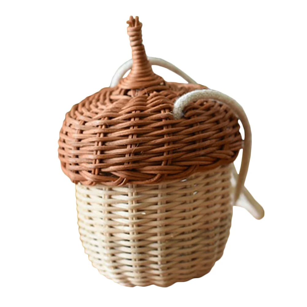 

Purse Decorative Woven Purse Small Rattan Basket Woven Crossbody Bag Girls Costume Handbag for Beach Storage
