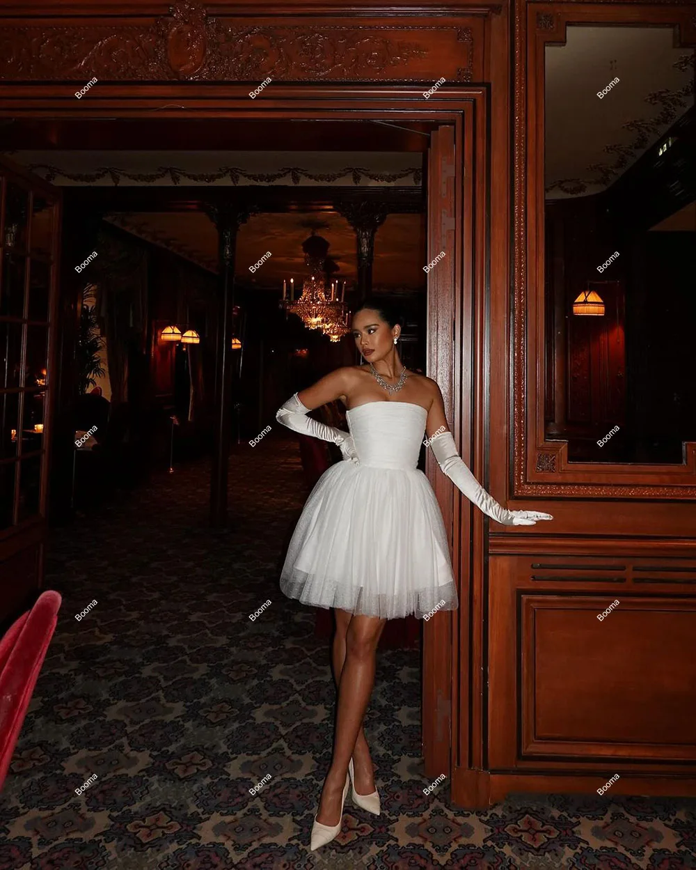 Booma трапециевидное тюлевое мини-платье для свадебной вечеринки без бретелек