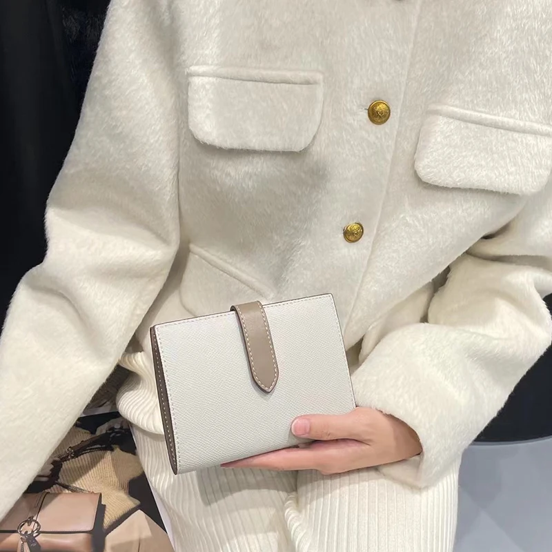 Модный женский короткий кошелек из натуральной кожи многослойный держатель для