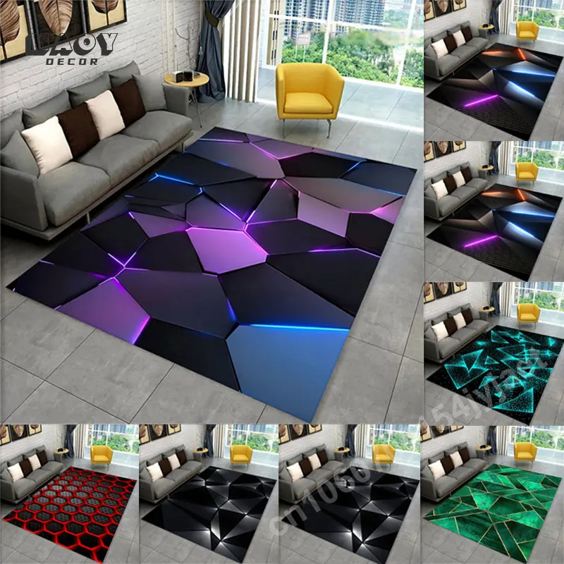 3D Modern Abstract Geometric Illusion Area Rug Living Room Carpet Non-slip Floor Mats Doormat Floormat Bedroom Home Carpets