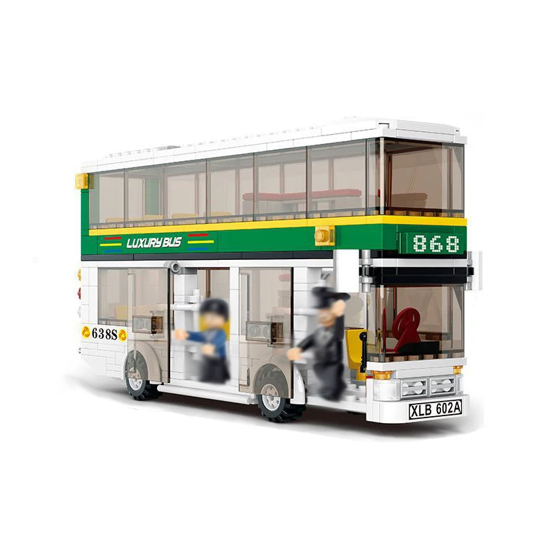 

Sluban City Bus Vehicle Passenger Double-Decker Public Car Gas Station Model Building Blocks Brick Kit Children Toys Gifts