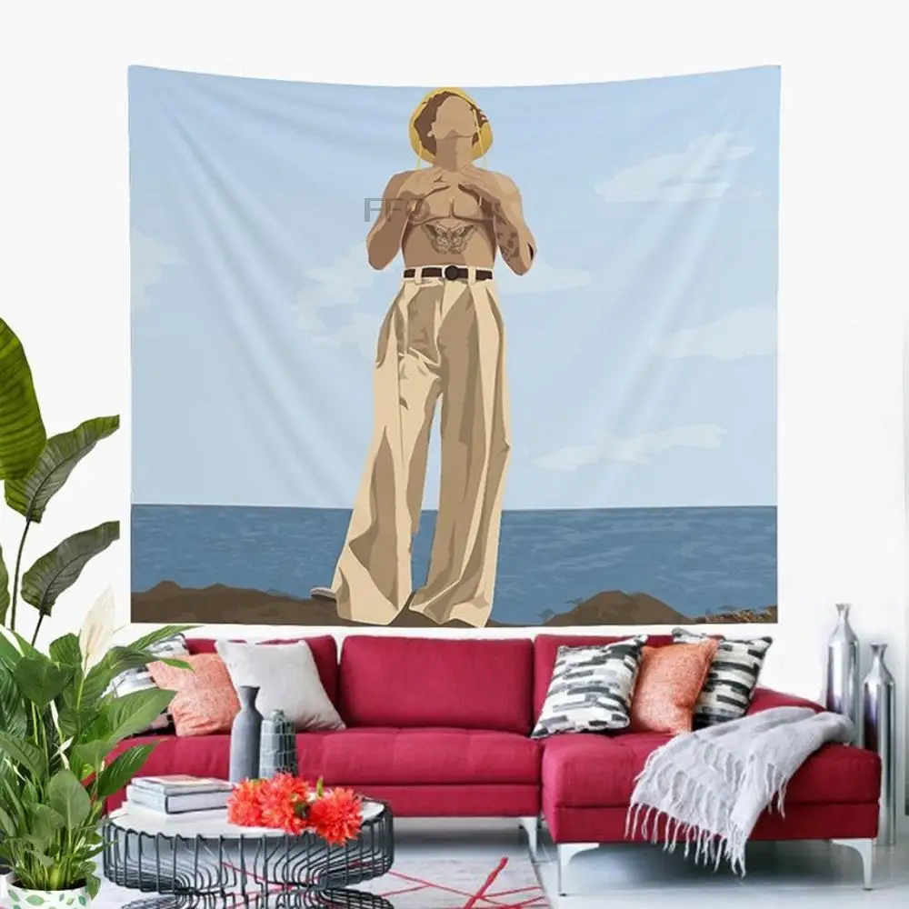 

FFO Golden Tapestry Wall Hanging Funny Meme Tapestries College Room Hostel Dorm Decoration Gift Bedroom Office Sofa Blanket