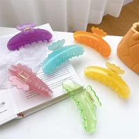 korean new style fashion 11 5cm large jelly color simple geometric glossy acetate shark clip claw for women hair accessoies