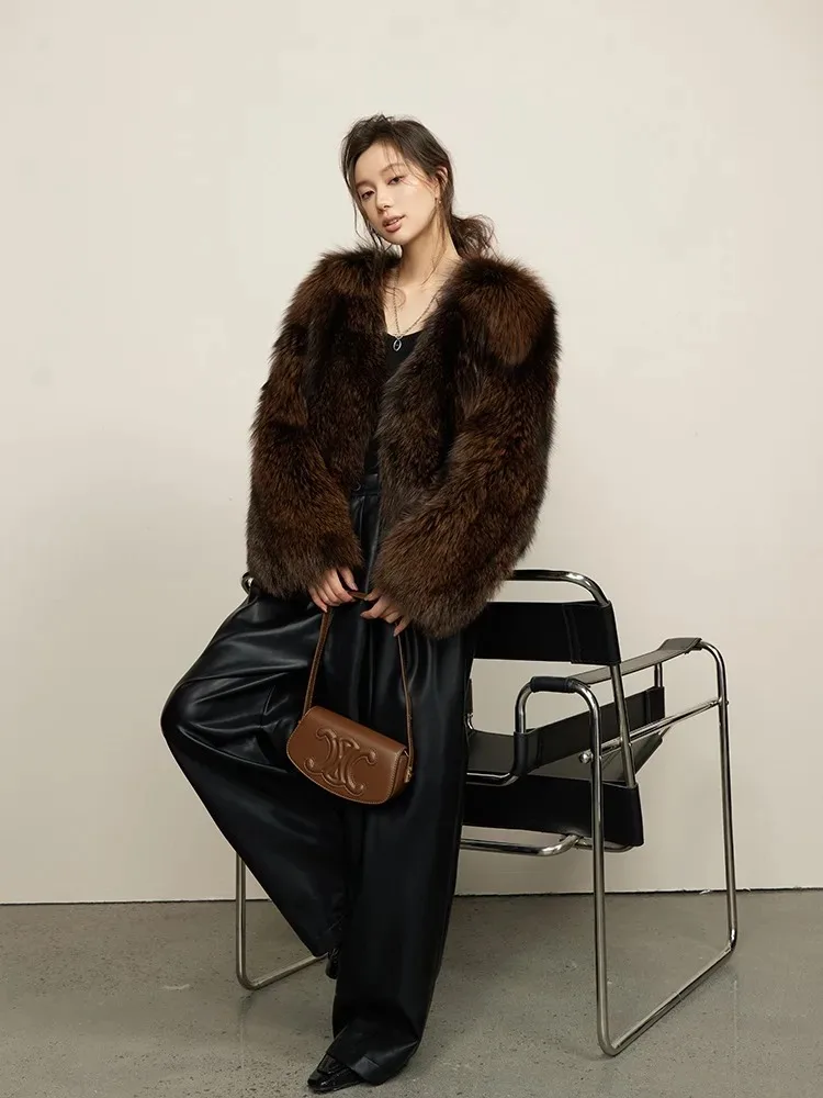 Лидер продаж модная новая шуба из натурального меха енота высокое качество