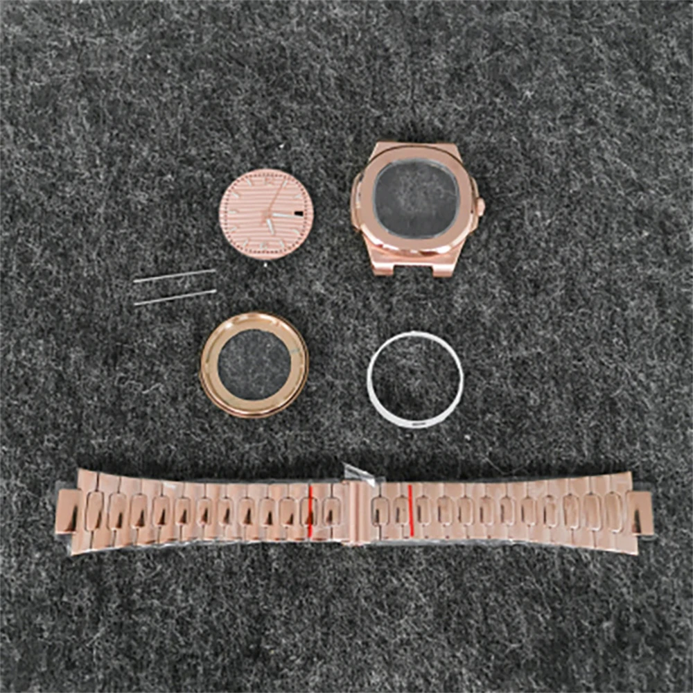NH35 NH36 Rose Gold Case, 41mm PVD Rose Gold Case Strap Dial Hands Set Sapphire Glass Case for NH35/NH36/4R Movement
