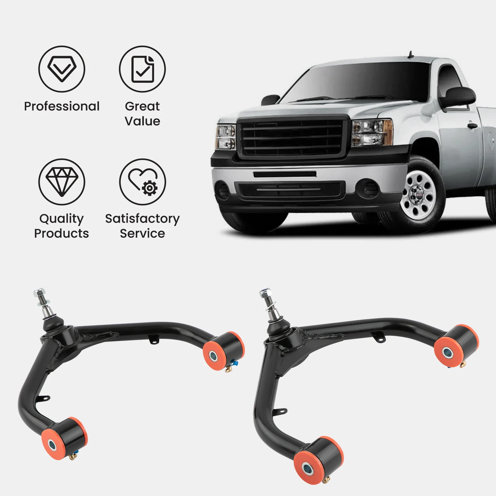 

2pcs Front Upper Control Arm Lift Kit 2-4" For Chevy Silverado 2500HD 2001-2010 for GMC Sierra 2500 HD 2001-2010 8-Lug Steel