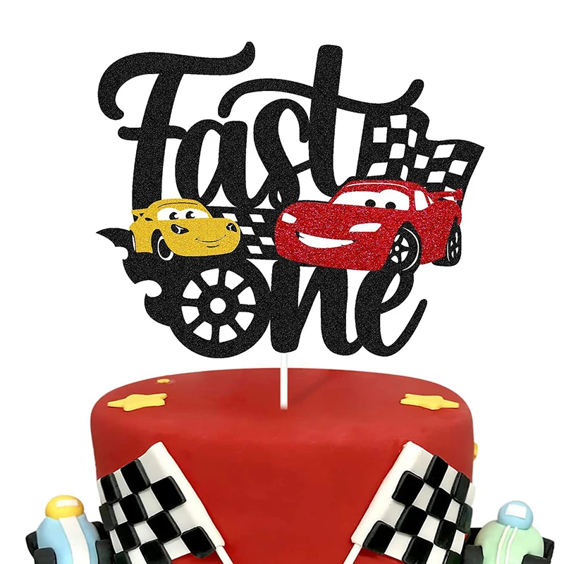 

Disney Birthday McQueen Lightning Cars Cake Topper Boy Kids Birthday Party Car Racing Theme Cake Decoration Baby Shower Supplies