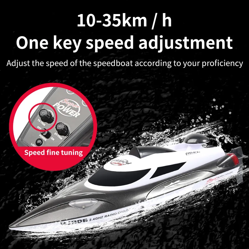 HJ806 35KM/H High Speed RC Boat 2.4G Remote Control Speedboat Racing Boat Model Capsize Reset With Night Lights Kids Water Toys enlarge