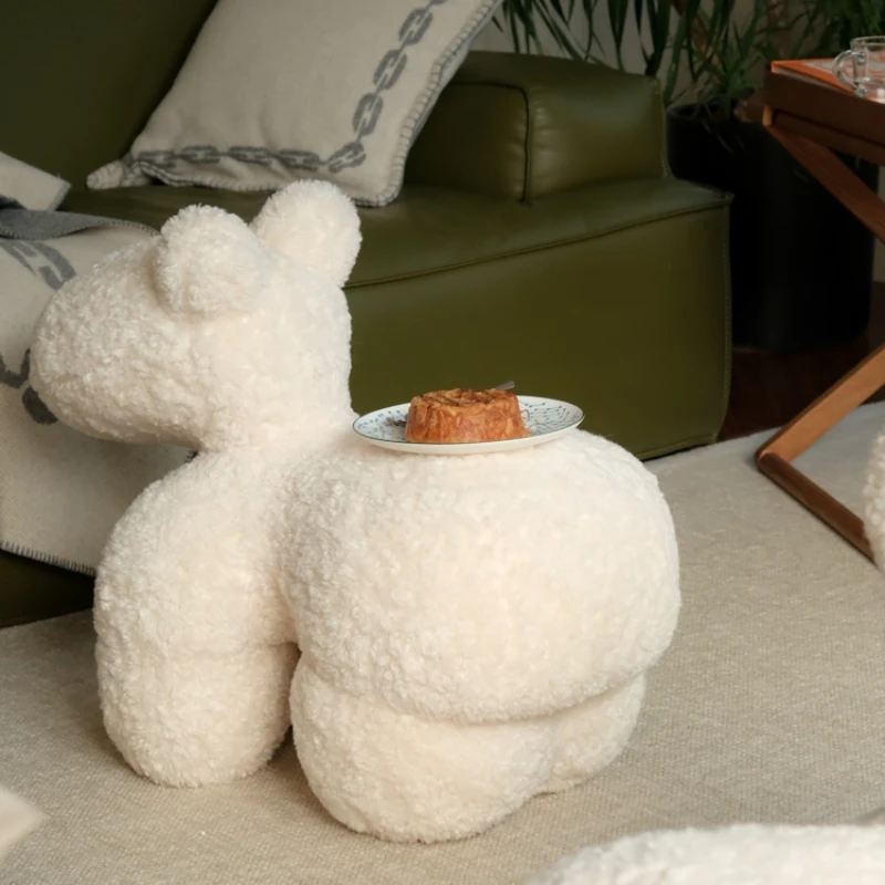 Кремово-белое подставка для ног из искусственной шерсти в рулоне