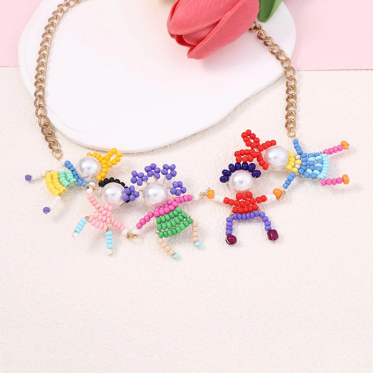 Забавная Милая ручная работа статуэтка застежка на ключицу