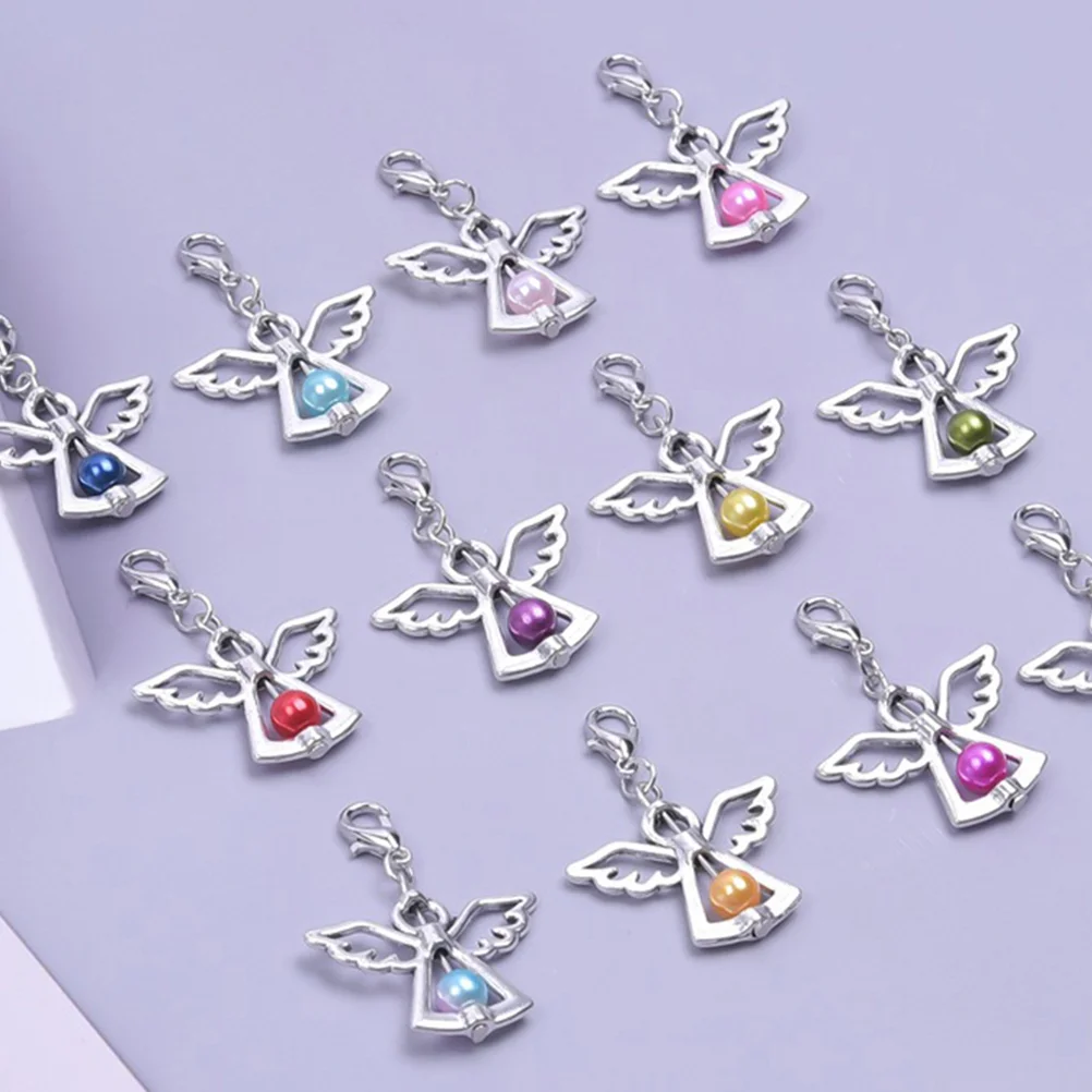 

12Pcs Lobster Clasp Charms Pendant Decor Angel Design Charms for DIY Jewelry Making