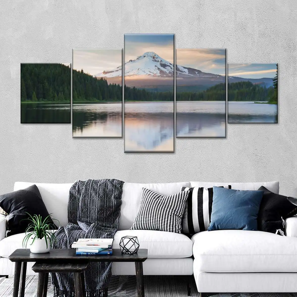 

Mt. Hood Oregon Landscape Modern 5Pcs Modular Wall Art Canvas Posters Painting for Living Room Bedroom Home Decor Pictures
