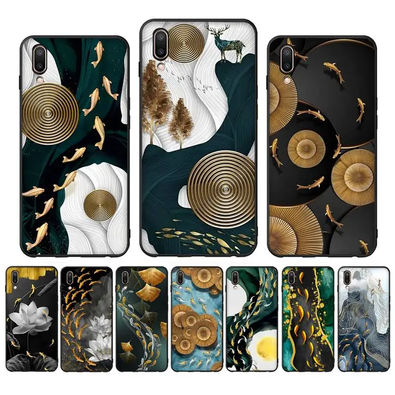 

Abstract Carp painting Phone Case for Vivo Y91C Y11 17 19 17 67 81 Oppo A9 2020 Realme c3