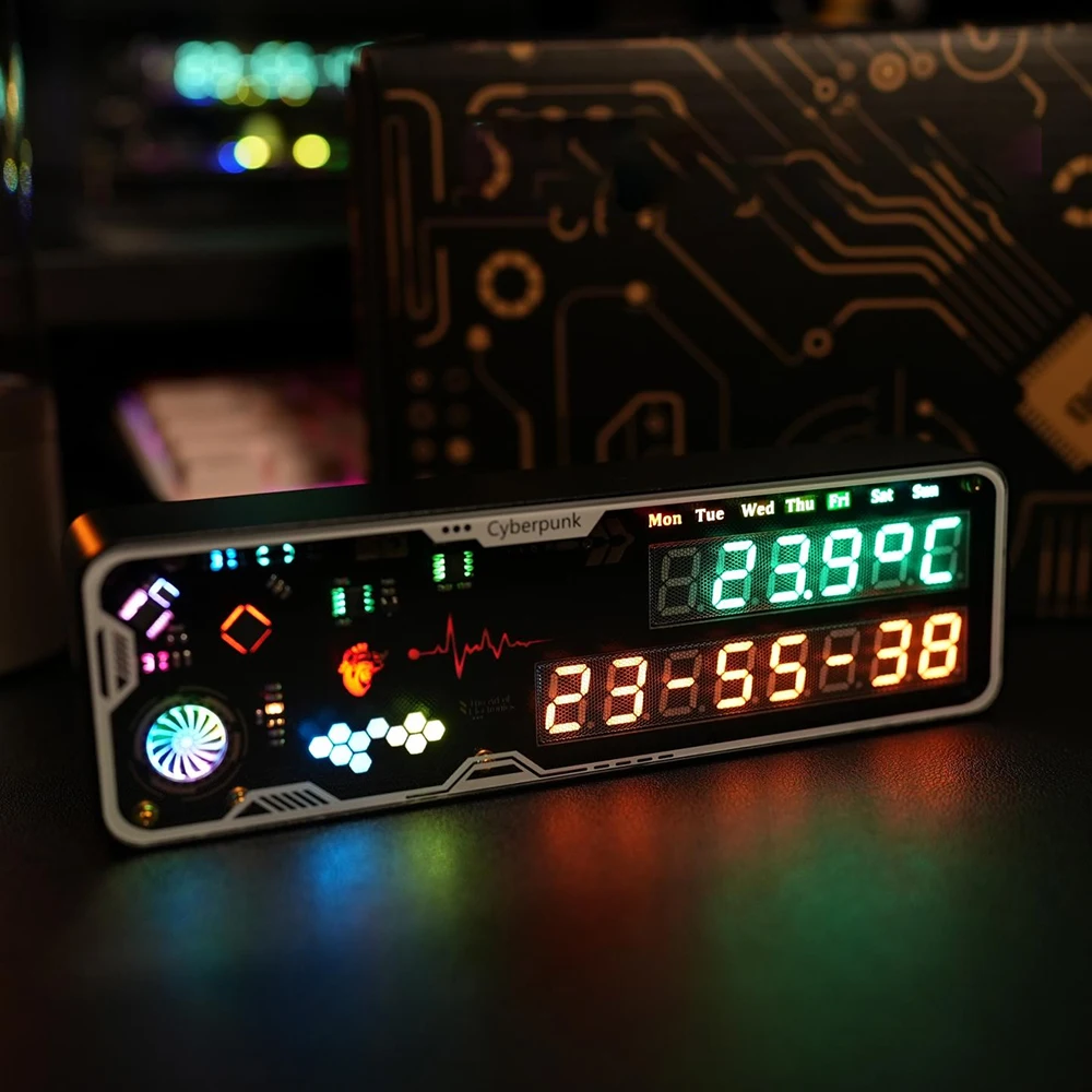 

Cyberpunk RGB светодиодный часы искусство чувство технологии игровая атмосфера комната аксессуары для украшения рабочего стола
