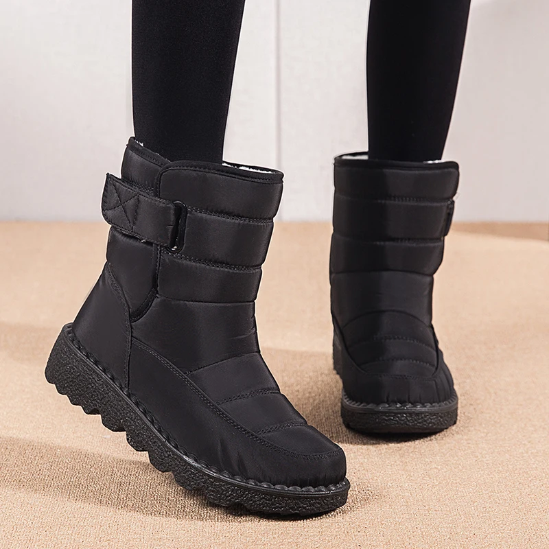 Non Slip Waterproof Snow Boots for Women 2023 Thick Plush Winter Ankle Boots Woman Platform Keep Warm Cotton Padded Shoes