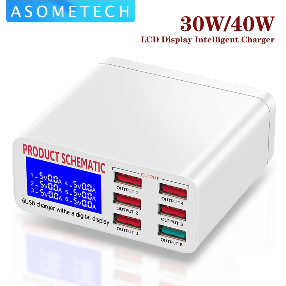 

30/40 Вт быстрая зарядка USB зарядное устройство светодиодный дисплей телефон зарядное устройство адаптер портативное QC3.0 быстрое зарядное ус...