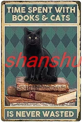 ALI Kanni Cat Ретро металлическая жестяная вывеска книги Кошки никогда не был