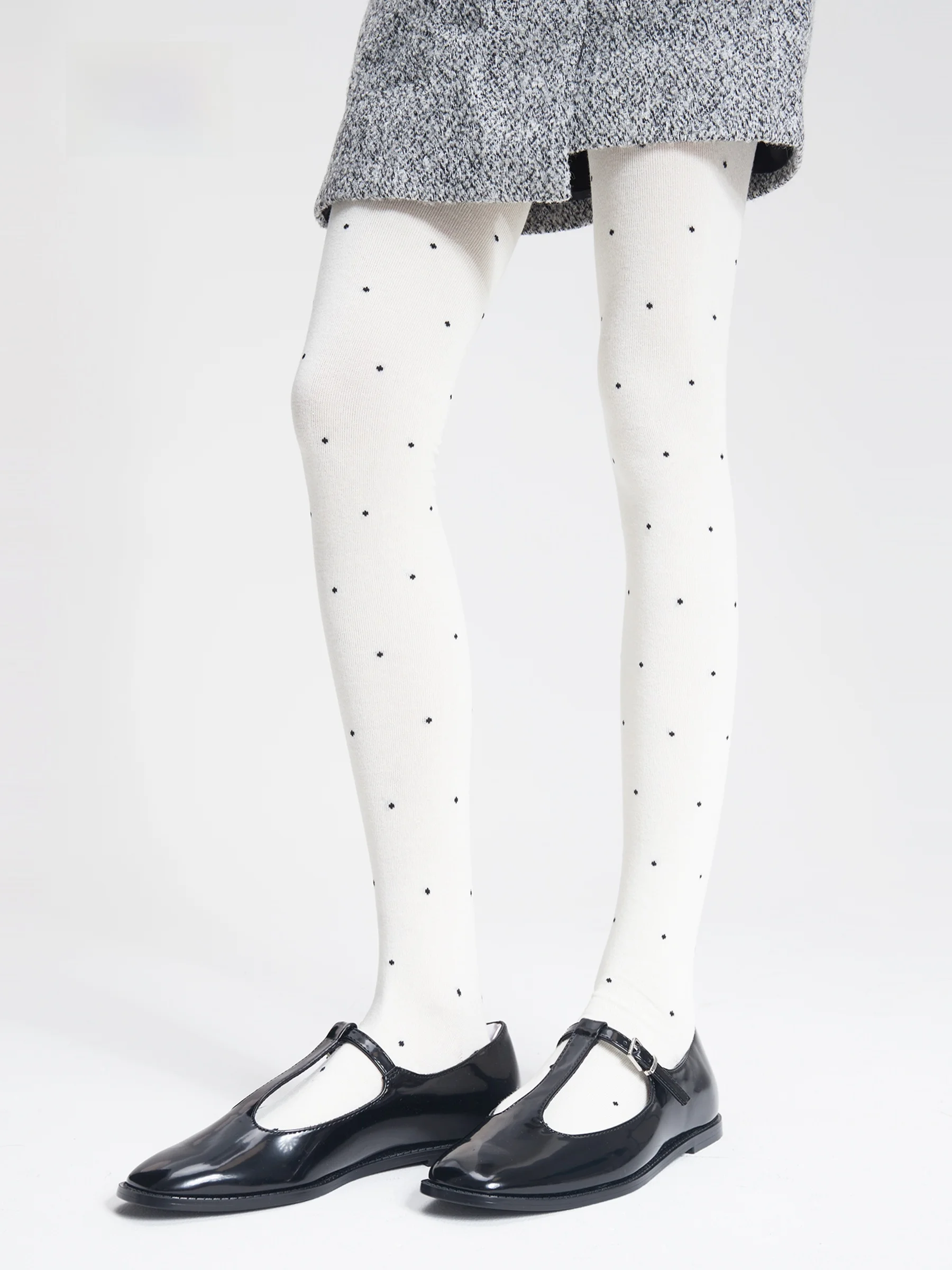 Осень 2024 хлопковые жаккардовые леггинсы в горошек тонкая верхняя одежда серые