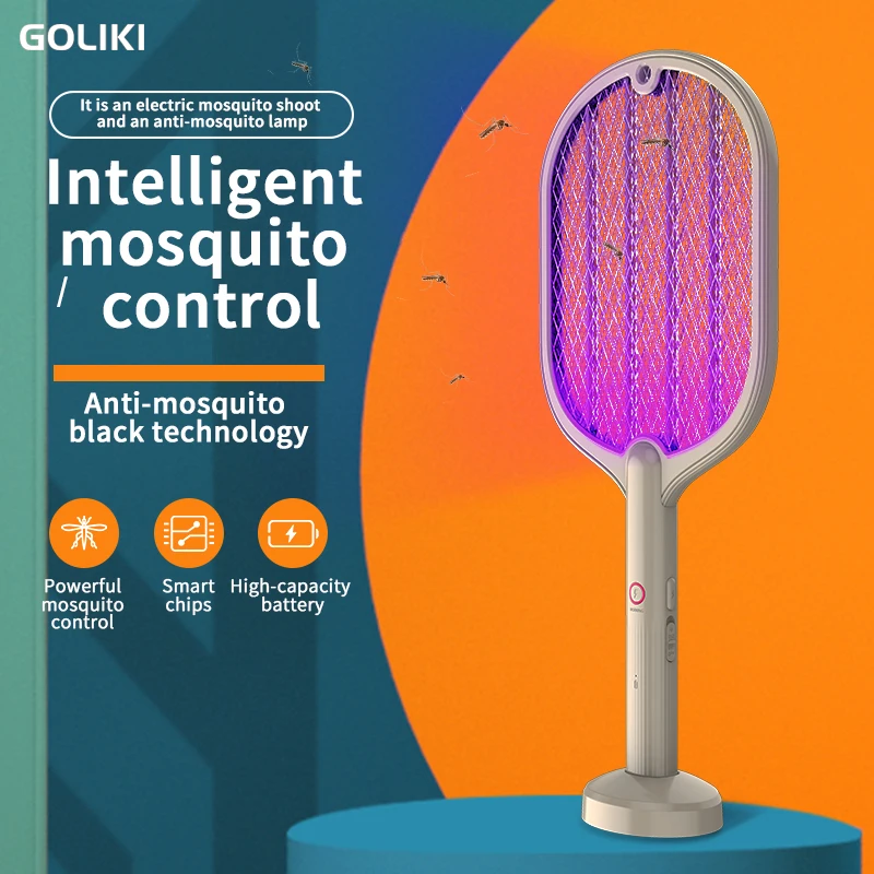 Electric Shock 2in1 Mosquito Killer Purple Light Trap Flies Swatter USB Rechargeable Household Eable Summer Bug Zapper Mosquito