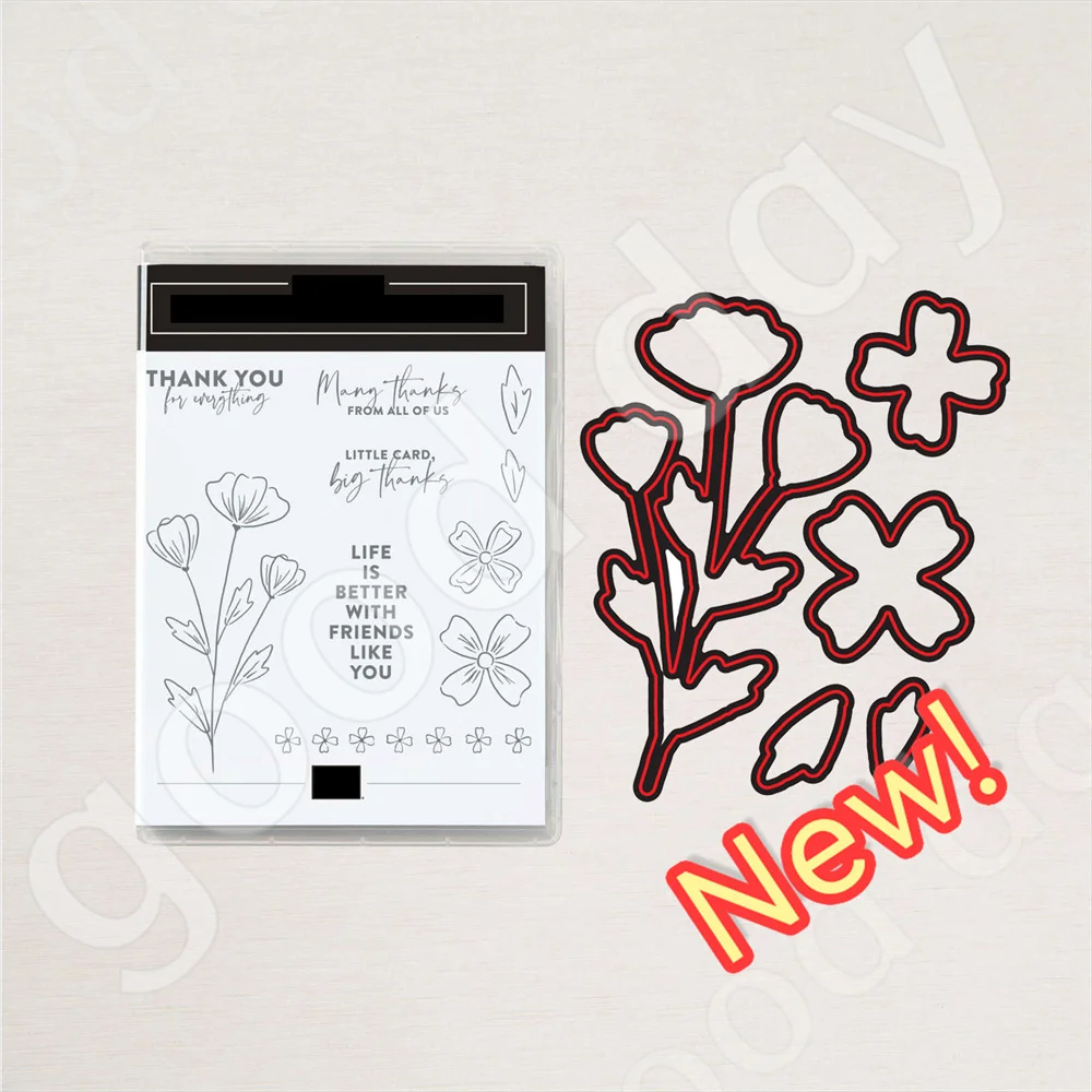

2023 New Arrival Clear Stamps or Metal Cutting Dies Sets for DIY Card Craft Making Scrapbooking Blooming Four-Leaf Flower