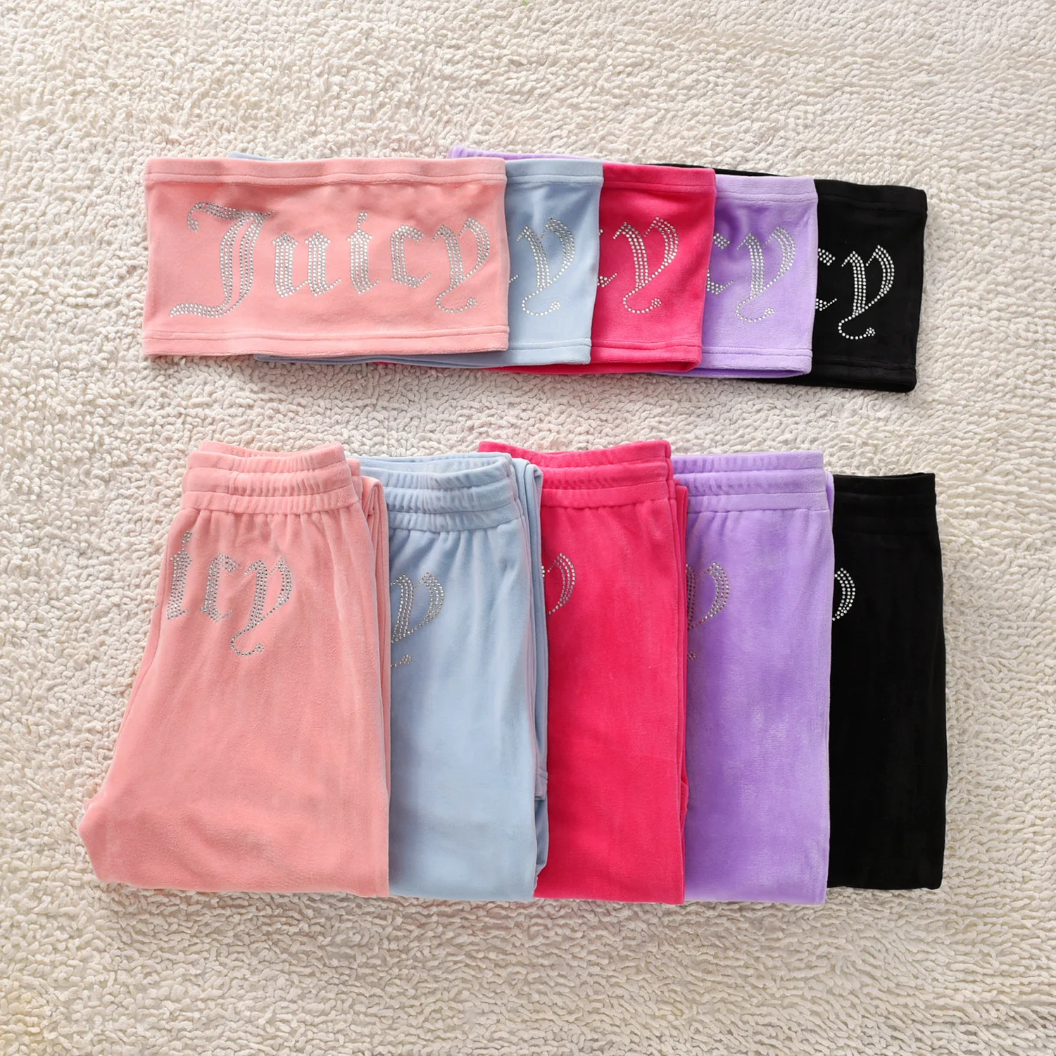 

Juicy Tracksuit Velvet Women Summer Velour Set Velvet Tank Top And Pants Set Jogging Suit Two Piece Sets Womens Outifits