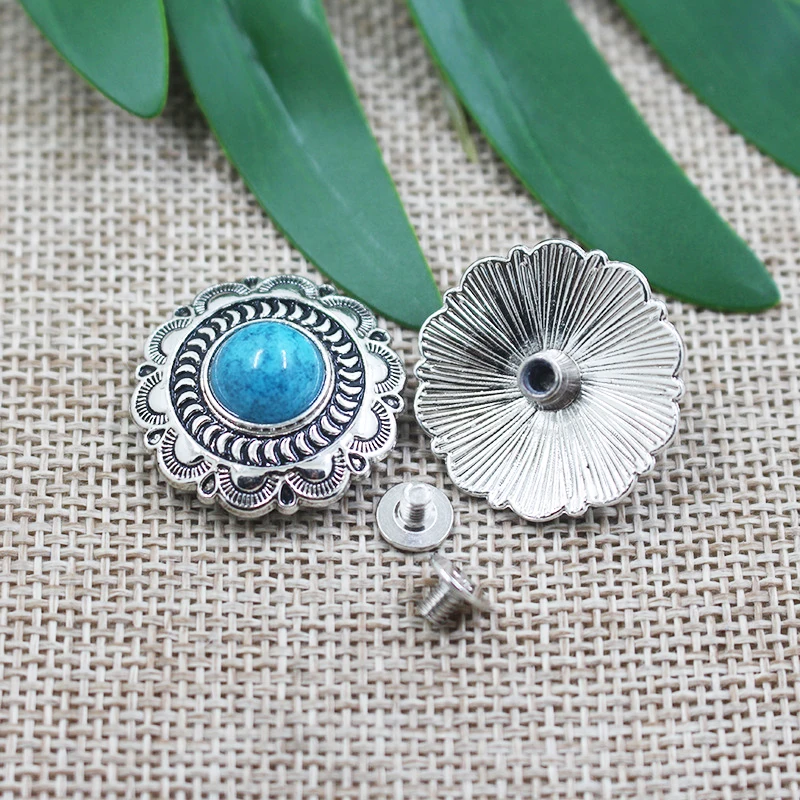 5 комплектов 24 - мм моллюсков DIY кожевенный процесс кнопка декоративный бирюза